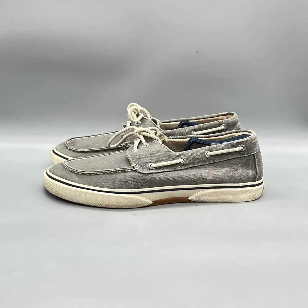 Sperry Shoes Mens 11.5 Gray Canvas Top Sider Boat Deck Moc Toe Casual Comfort